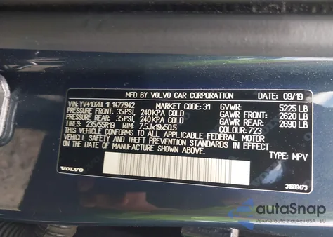 2020 Volvo Xc60 T5 Inscription from USA, damaged, VIN YV4102DL1L1477942